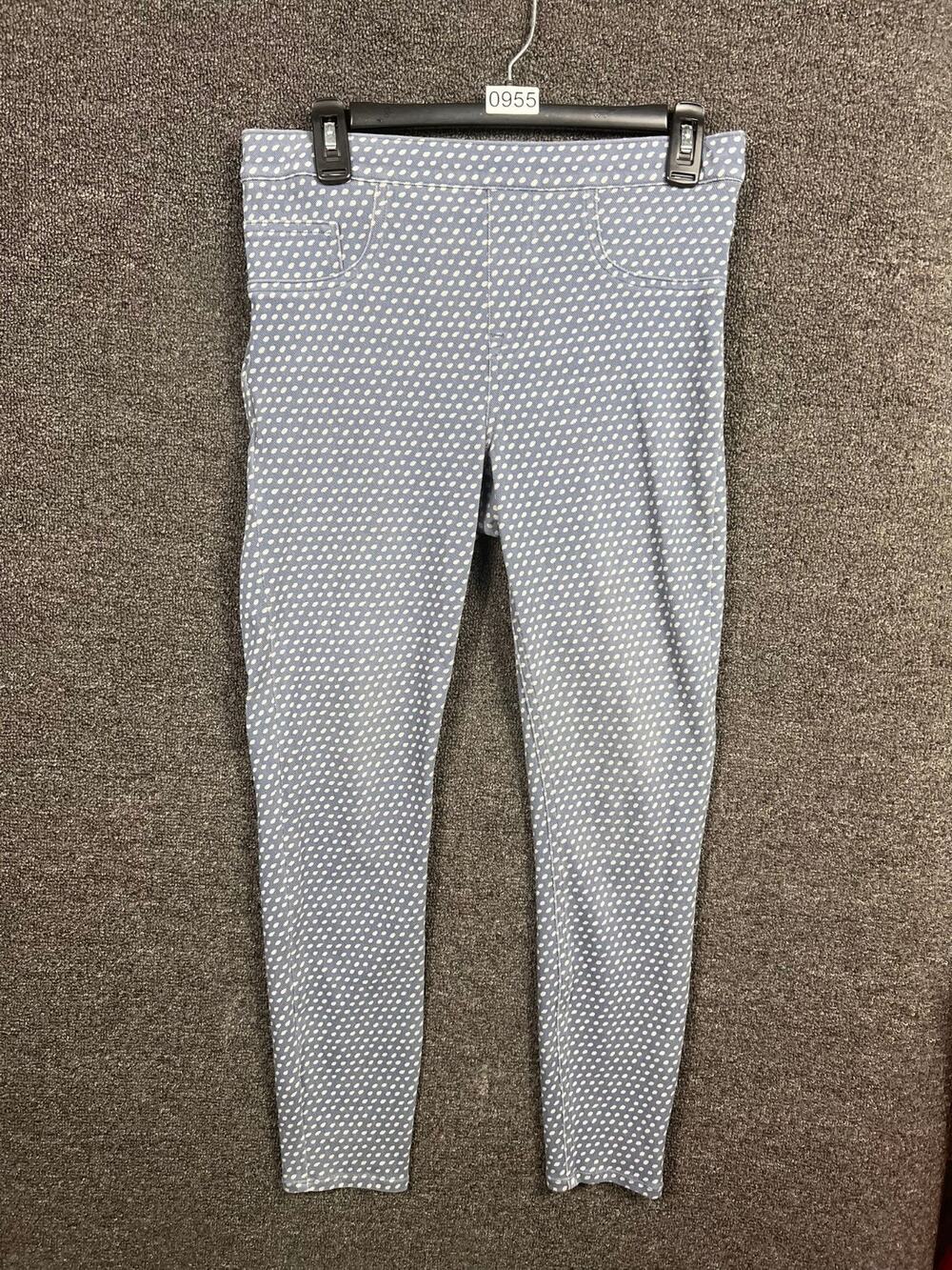Spanx Jeggings Pants Womens Size M Blue Polka Dot Back Pockets Athleisure